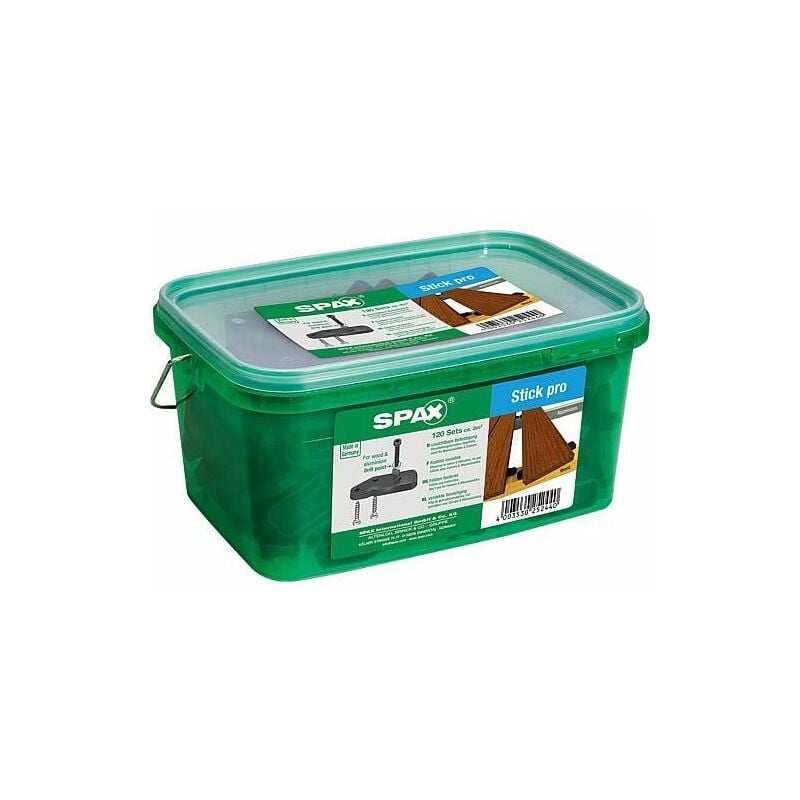 SPAX Stick pro 120 pièces – Fixation invisible pour terrasses en bois – Compatible avec lames jusqu'à 24mm – Montage facile