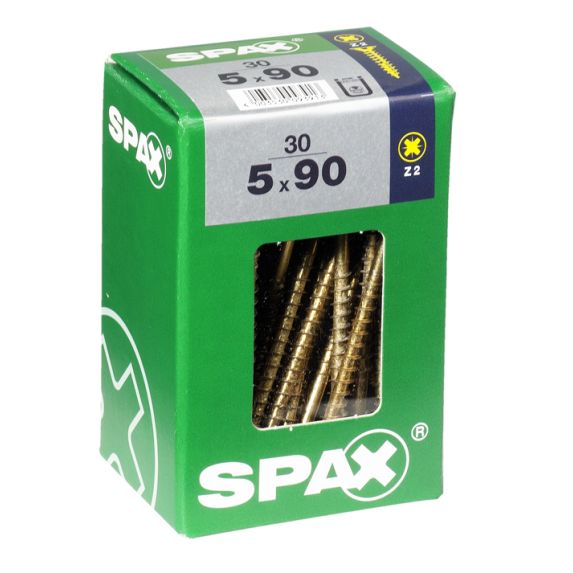 vis 5x90 tête fraisée empreinte PZ2 jaune SPAX