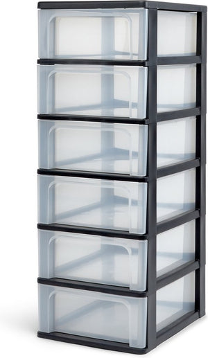 IRIS Organizer Chest drawer system A4 - 6 medium drawers - 6 x 7L - Plastic - Black/Transparent