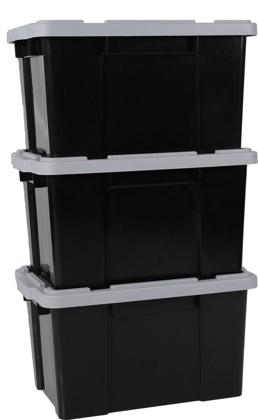 IRIS Powerbox Boîte de rangement - 50L - plastique - noir/gris