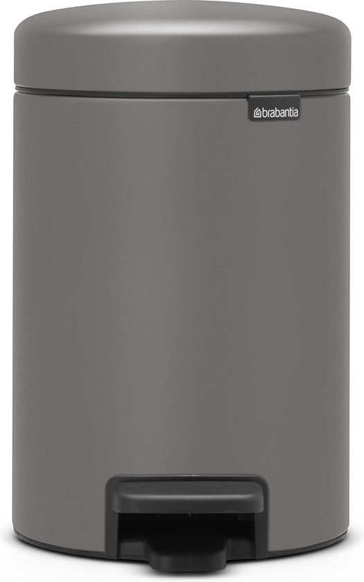Brabantia NewIcon Waste Bin - 3 liters - Bathroom - Mineral Concrete Grey