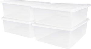 IRIS Cristalbox Storage Box - 28L - Plastic - Transparent - Set of 4