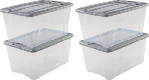 IRIS New Topbox Boîte de rangement - 45L - plastique - transparent/argent gris