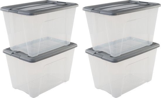 IRIS New Topbox Boîte de rangement - 60L - plastique - transparent/argent