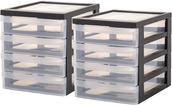 IRIS Design Chest drawer system A5 - 4 drawers - 4 x 1.5 l - plastique - noir/transparent