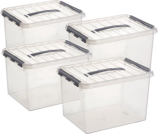 Sunware - Q-line Storage box avec couvercle - 22L - transparent/gris