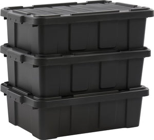 IRIS Powerbox Robust Storage Box - 25L - 100% Recycled Plastic - Black - Set of 3