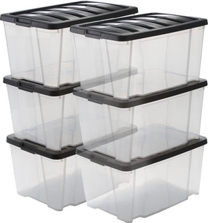 IRIS Handybox Boîte de rangement - 45L - plastique - transparent/noir