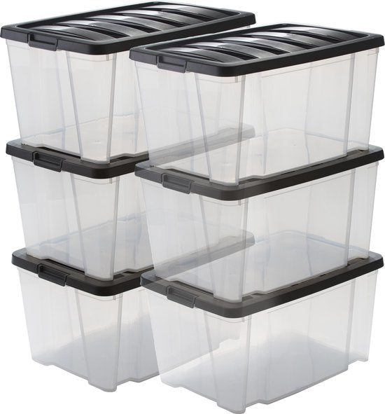 IRIS Handybox Boîte de rangement - 45L - plastique - transparent/noir