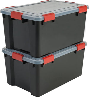 IRIS Airtight Storage Box - 50L - Plastic - Black/Red