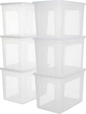 IRIS Clearbox Storage Box - 70L - Plastic - Transparent - Set of 6