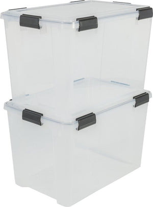 IRIS Airtight Storage Box - 70L - Plastic - Transparent/Black - Set of 2