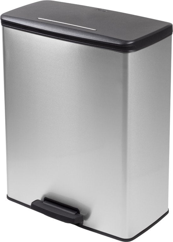 Poubelle à pédale Curver Decobin 65 L argent métallisé