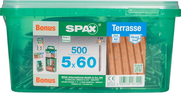500 VIS TERRASSE INOX A2 5X60 BONUS SPAX