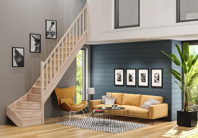 ESCALIER DEVA2 SAPIN 1/4T D ACM RAMPE DROITE