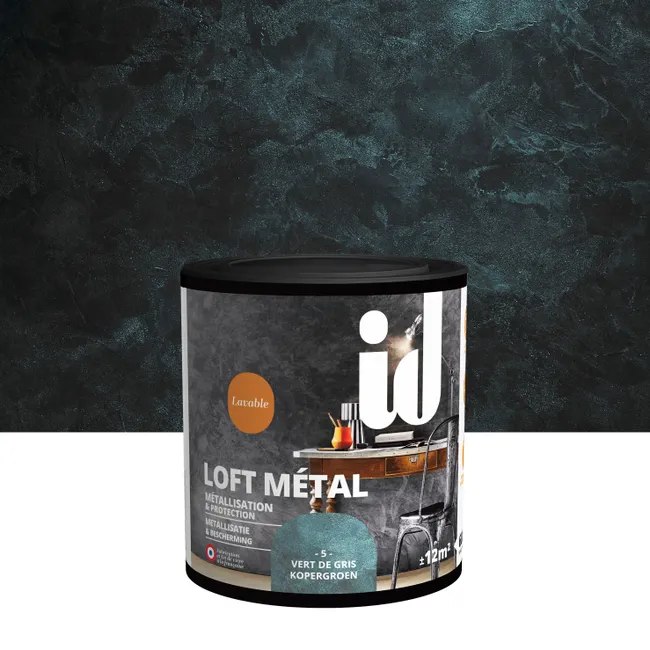 PEINTURE EFFET LOFT METAL 0.6L VERT DE GRIS