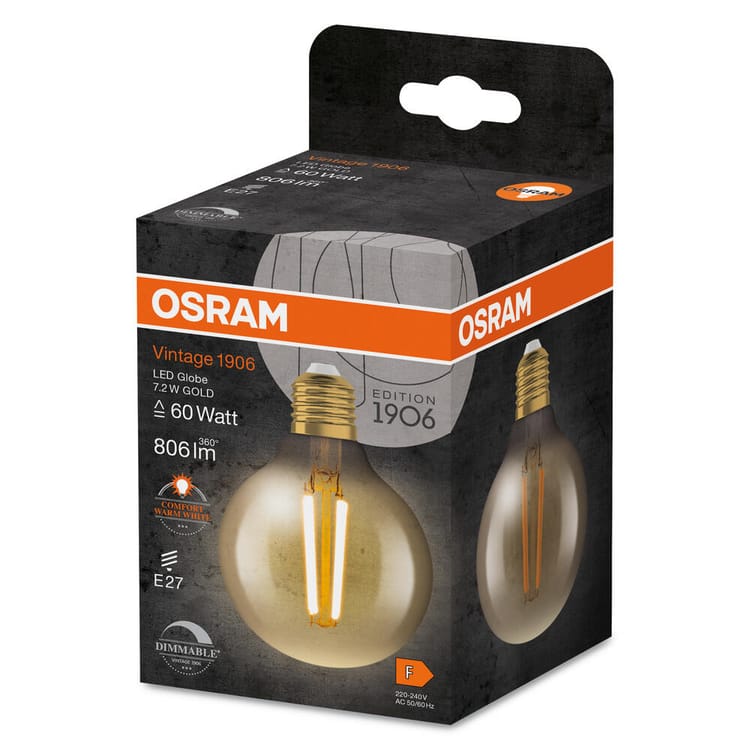 GLOB80 LED E27 FIL AMB 60W CHD OSRAM