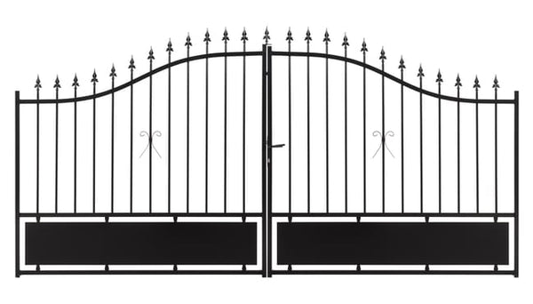 Portail battant acier noir bas plein à peindre Sarce, l.350x H.176 cm