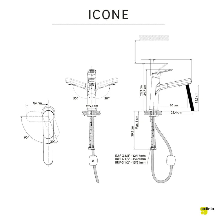 MITIGEUR CUISINE DOUCHETTE ICONE NOIR