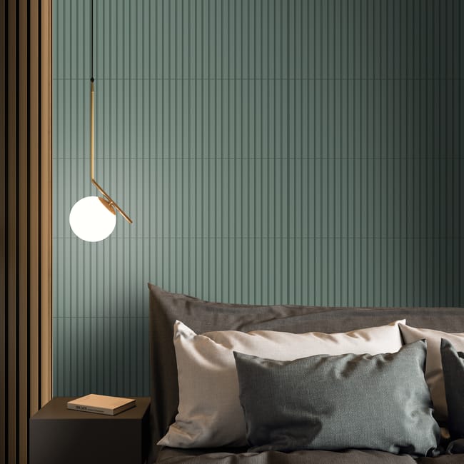 Carrelage mur int effet relief strié vert botanic Arctic l.30 x L.90 cm ARTENS