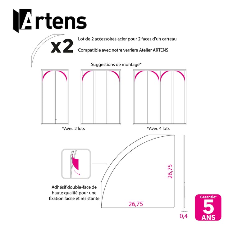 Lot de 2 accessoires arrondie pour verrière blanc ARTENS