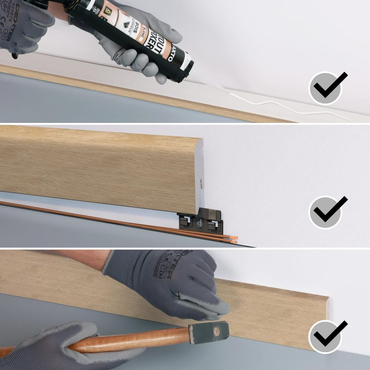 Plinthe pvc, blanc, H. 5.8, Ep.15 mm ARTENS, résistant à l'eau