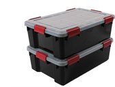 IRIS Airtight Boîte de rangement - 30L - plastique - noir/transparent/rouge