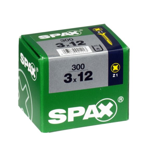 300 vis 3x12 tête fraisée empreinte PZ1 jaune SPAX