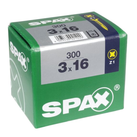300 vis 3x16 tête fraisée empreinte PZ1 jaune SPAX