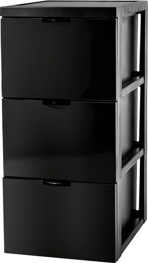 IRIS Style Chest Drawer System with 3 drawers - 3 x 15L - Plastic - Black