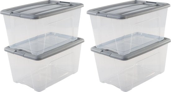IRIS New Topbox Boîte de rangement - 45L - plastique - transparent/argent gris
