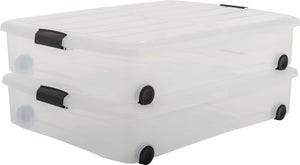 IRIS Clearbox Storage Box - Under-the-Bed - 50L - Transparent - With Wheels - Set of 2