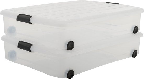 IRIS Clearbox Boîte de rangement - Under-the-Bed - 50L - transparent à roulettes