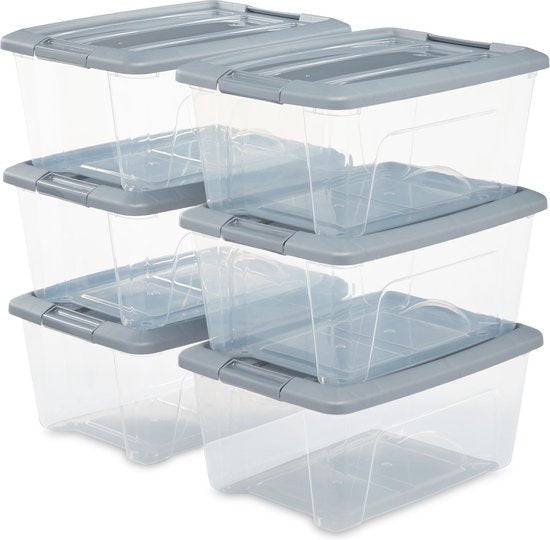 IRIS New Topbox Boîte de rangement - 15L - plastique - transparent/argent gris
