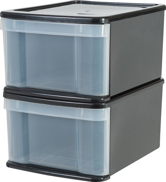 IRIS Stacking Drawer - Storage drawer - 20 l - plastique - noir/transparent