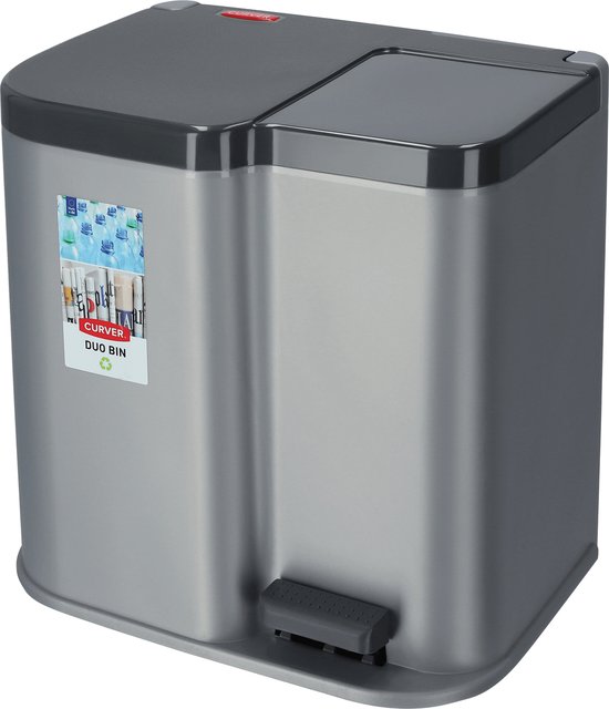 Poubelle à pédale Curver Duo 21 L gris avec seau amovible