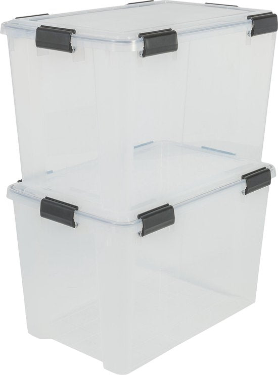 IRIS Airtight Boîte de rangement - 70L - plastique - transparent/noir