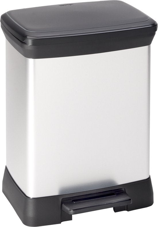 Poubelle de tri Curver Decobin Duo 28 L métallisée