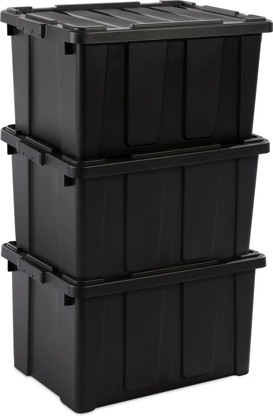 IRIS Powerbox Robust Boîte de rangement - 68L - 100% Recycled plastique - noir