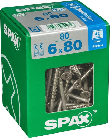 Vis TF torx XL inox 6x80mm x80 - SPAX