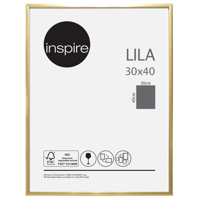 CADRE LILA INSP DORE 30X40CM