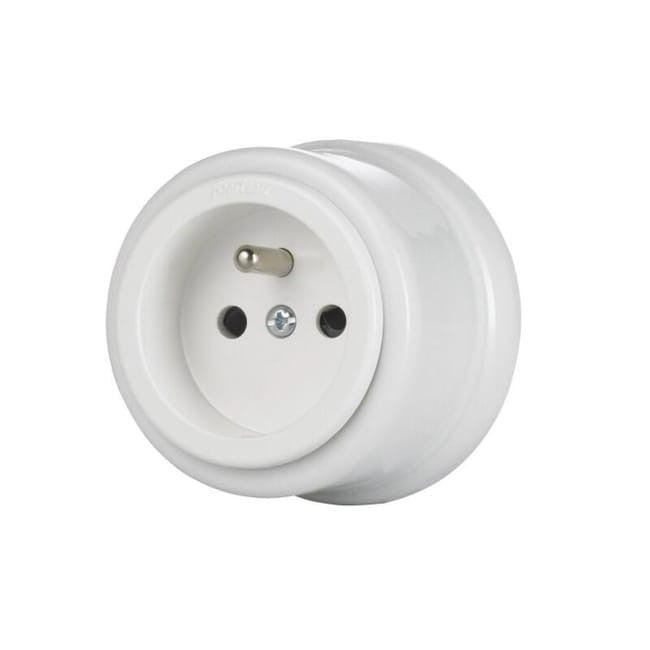 PRISE AVEC TERRE PORCELAINE BLANC NEW