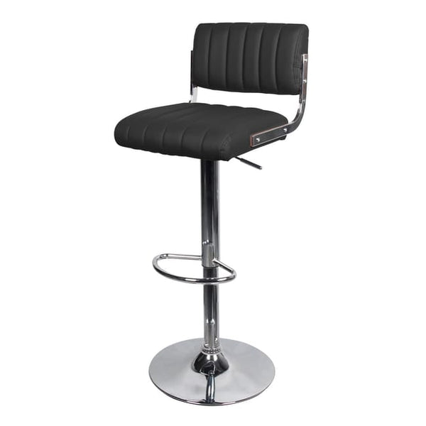 TABOURET BROOKLYN NOIR PIED CHROME