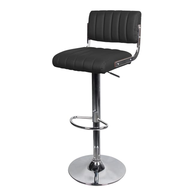 TABOURET BROOKLYN NOIR PIED CHROME