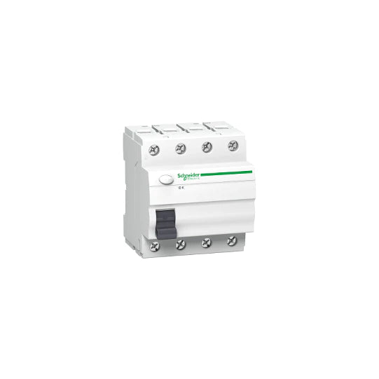 Interrupteur différentiel tétrapolaire Schneider 4P 40A 30mA - type AC 4 modules Bornes alignées Acti9 iID K