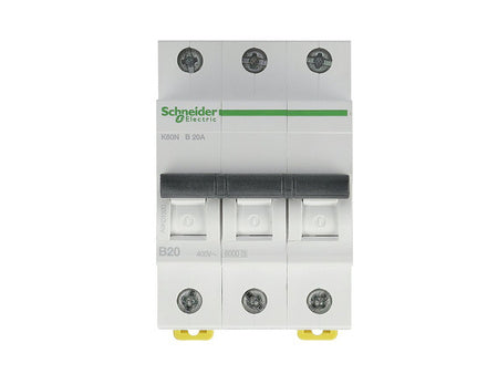 Disjoncteur K60N-B20-3 B 20A tripolaire Schneider A9K01320