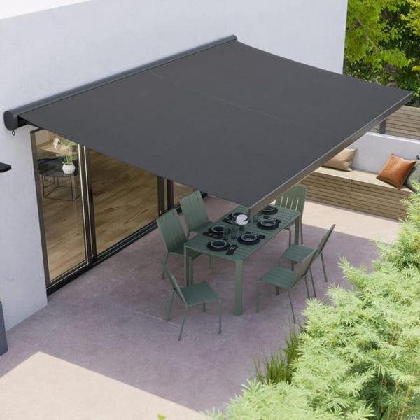 Store banne motorisé 4.95 x 3.5 m Loby gris, toile acrylique gris